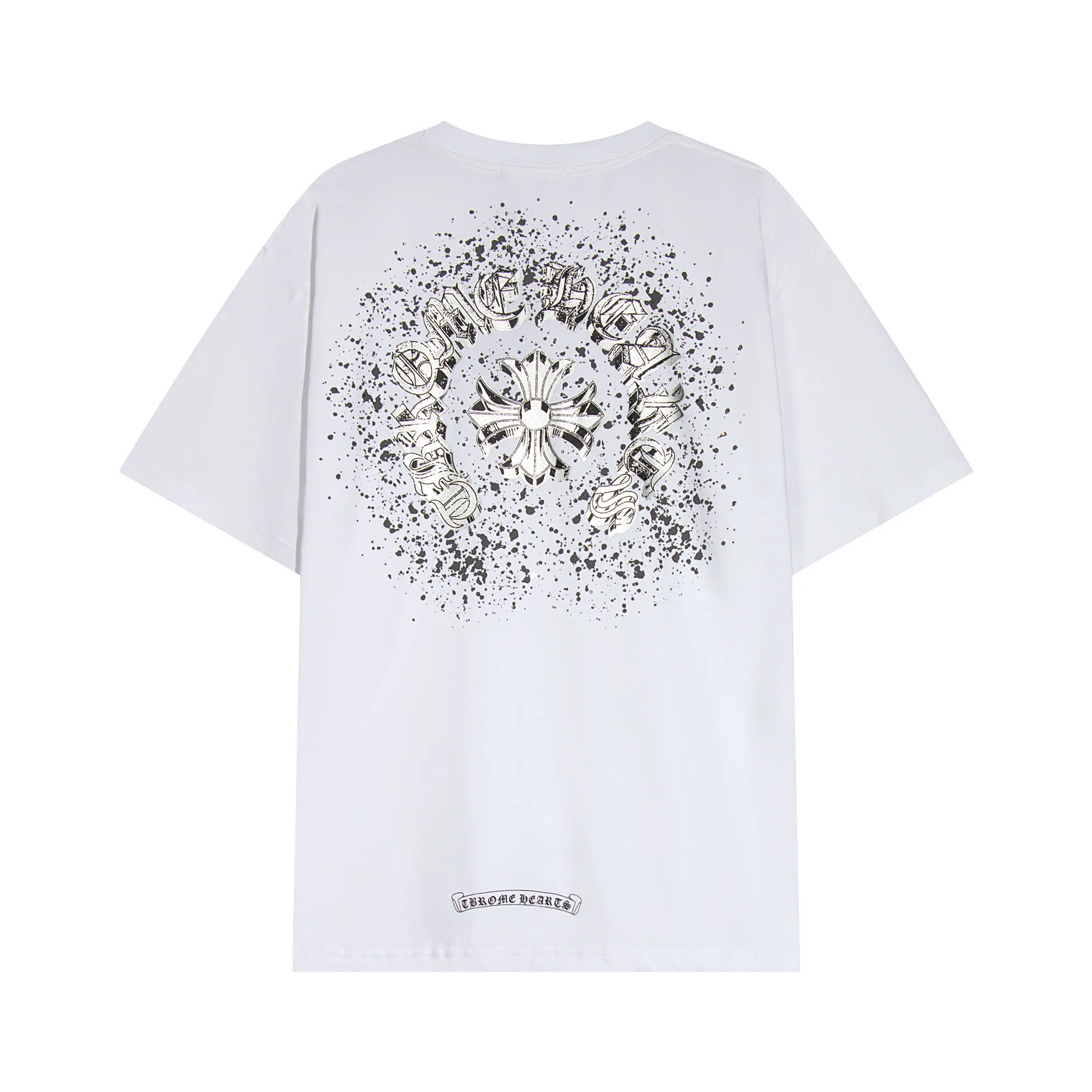 P170 Chrome Hearts Chrome Hearts Inkjet Gypsophila Hot Diamond Sanskrit Short Sleeves Size: SMLXL Color: Black White